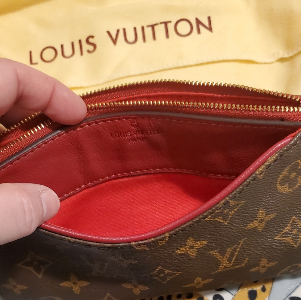 Louis Vuitton Pallas Crossbody/Clutch Monogram Red Authentic
